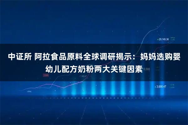 中证所 阿拉食品原料全球调研揭示：妈妈选购婴幼儿配方奶粉两大关键因素